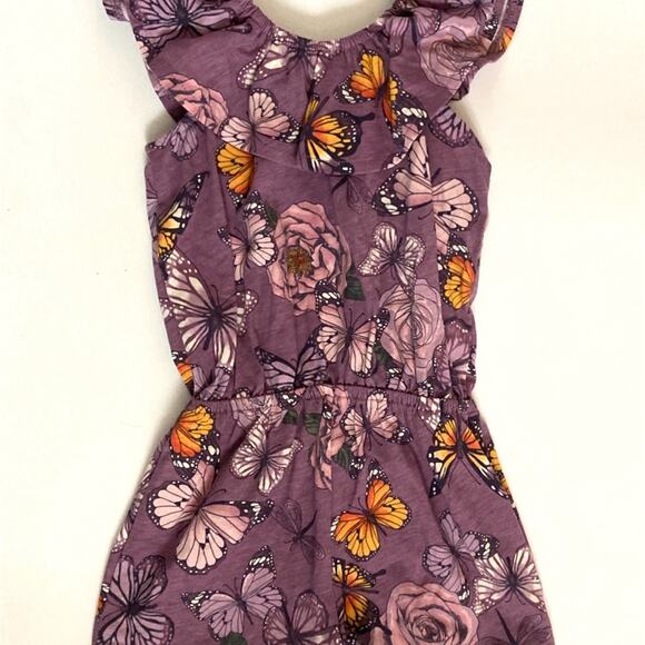 ❤️5/$25 SALE The Children’s Place Purple Butterflies Dragonflies Roses Romper - Picture 2 of 8